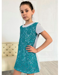 Изумрудное платье для девочки 82834-ДЛН21