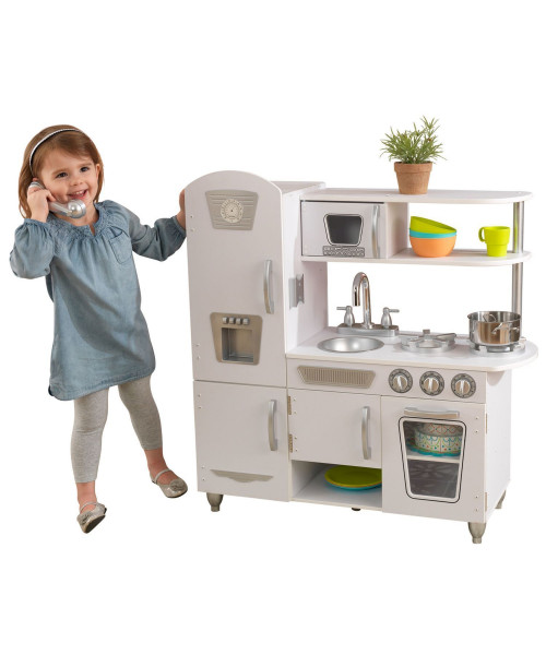 Детская игрушечная кухня из дерева Винтаж, цвет Белый (White Vintage Kitchen)