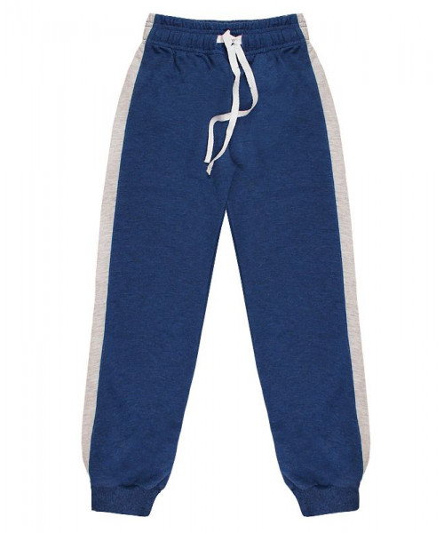Синие спортивные брюки для мальчика с лампасами 83971-МОС21