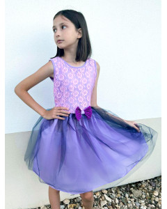 Сиреневое нарядное платье для девочки 825110-ДН22