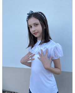 Белая школьная водолазка с коротким рукавом для девочки 7871-ДШ18