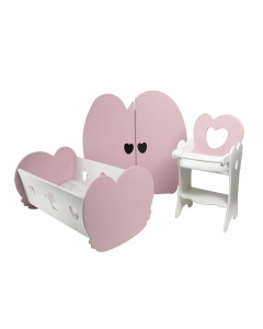 Набор кукольной мебели 3 предмета, цвет: нежно-розовый