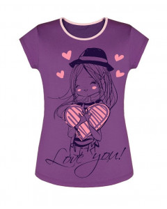 Фиолетовая футболка для девочки 83423-ДЛС19