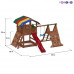 Набор для игровой площадки: детский домик с песочницей, тентом, горкой, качелей и сдвоенными кольцам