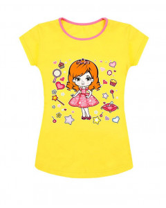 Жёлтая футболка для девочки 83411-ДЛС19