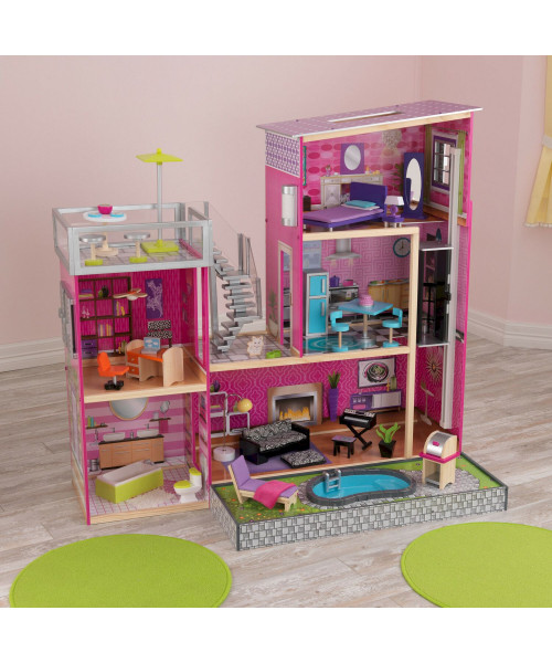 Дом мечты Барби Глянец, с мебелью 35 предметов и бассейном