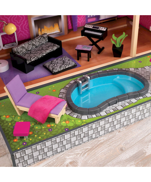 Дом мечты Барби Глянец, с мебелью 35 предметов и бассейном