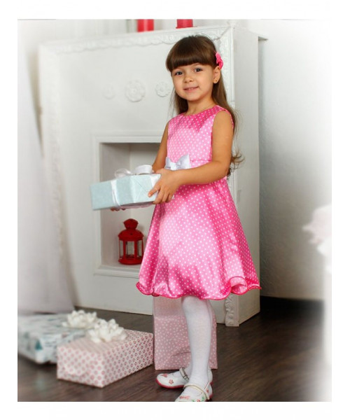 Розовое платье в горошек для девочки 77401-ДЛ16