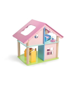 Кукольный домик "Открытый коттедж" с мебелью и куклой