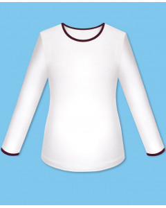 Школьный джемпер (блузка) для девочки с бордовой окантовкой 84603-ДШ21