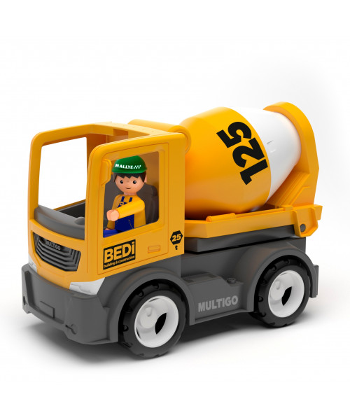 Строительный грузовик-бетономешалка с водителем игрушка 22 см