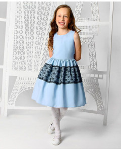 Нарядное платье голубого цвета для девочки 82561-ДН19