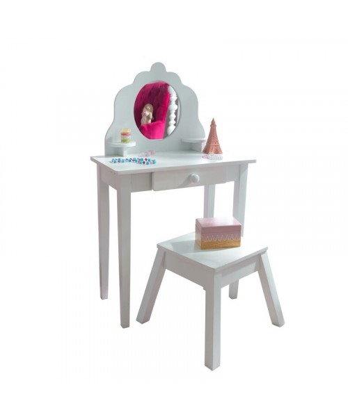 Белый туалетный столик из дерева для девочки Модница (White Medium Vanity & Stool)