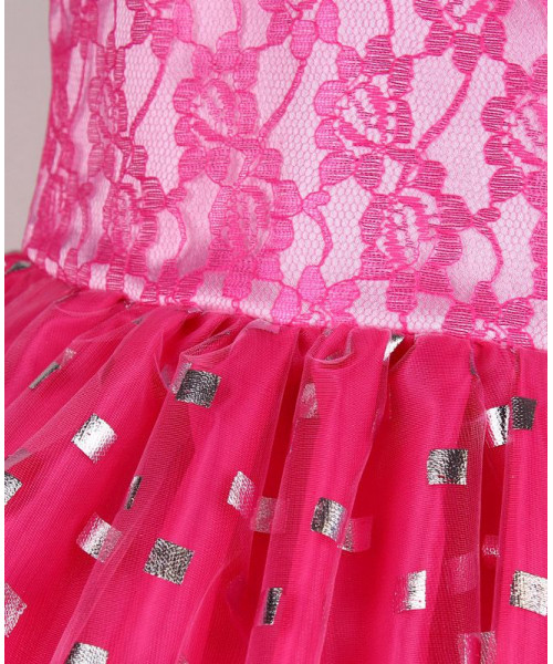 Розовое нарядное платье для девочки 81034-ДН18