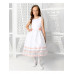 Белое платье для девочки с персиковыми лентами 83753-ДН19