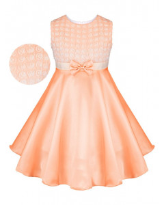 Персиковое нарядное платье для девочки 76603-ДН16