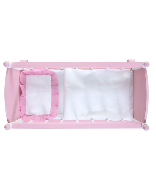 Деревянная кроватка для куклы, цвет Розовый