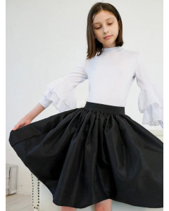 Чёрная школьная юбка для девочки на резинке со сборкой 83951-ДШ22