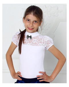 Белая школьная водолазка с коротким рукавом для девочки 59933-ДШ21