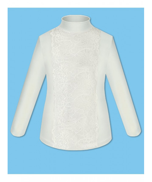 Водолазка (блузка) для девочки молочного цвета с кружевом