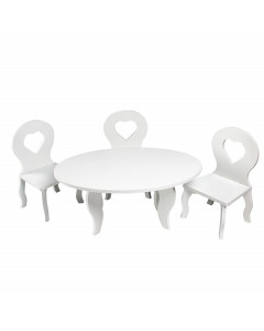 Набор мебели для кукол  Шик Мини: стол + стулья, цвет: белый