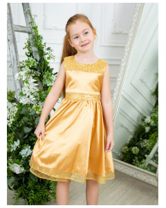 Золотое нарядное платье для девочки 82801-ДН19
