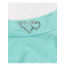 Школьная ментоловая водолазка (блузка) с рисунком из страз сердечки для девочки