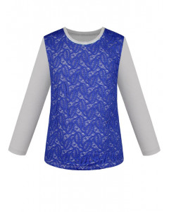 Джемпер (блузка) для девочки с синим гипюром 83922-ДОШ20