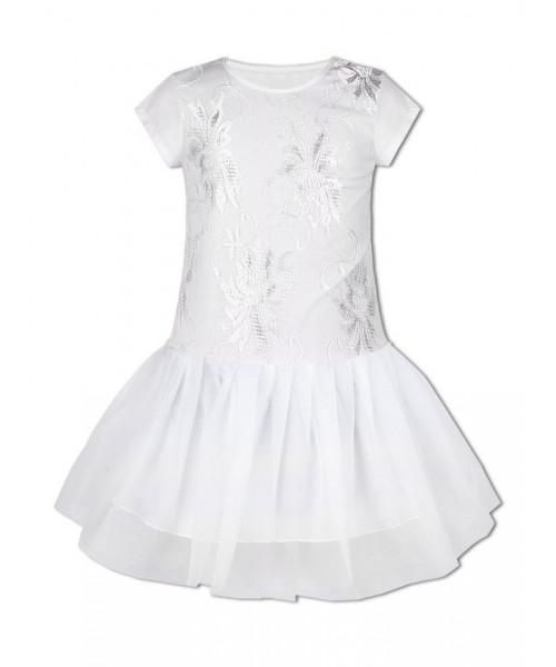 Белое нарядное платье для девочки 83821-ДЛН19