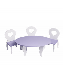 Набор мебели для кукол"Шик": стол + стулья, цвет: белый/фиолетовый