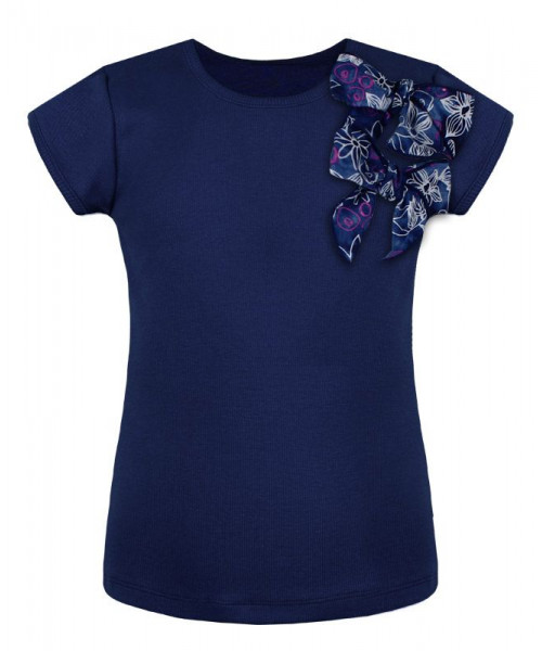 Синяя футболка (блузка) для девочки 79816-ДЛШ20