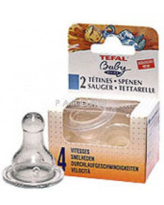 Комплект из 2 силикон.сосок, переменный поток д/бутылочек Tefal Disney