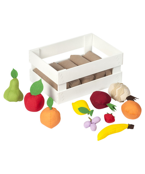 Набор  фруктов в ящике 10 предметов (с карточками)