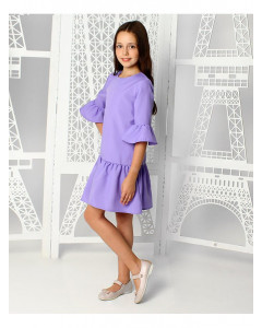 Сиреневое платье с воланами для девочки 84212-ДН19