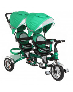 Велосипед 3-кол. для двойни Капелла, (1 шт/к), мод. "TWIN TRIKE 360", цв. GREEN (зеленый), надув. ко