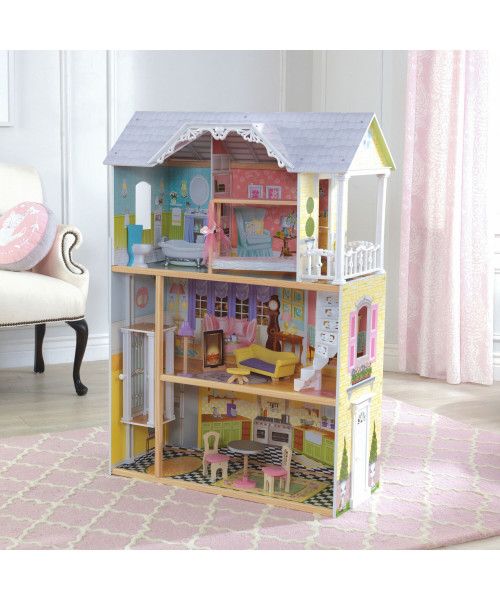 Трехэтажный дом из дерева для Барби Кайли (Kaylee, 65251) с мебелью 10 предметов