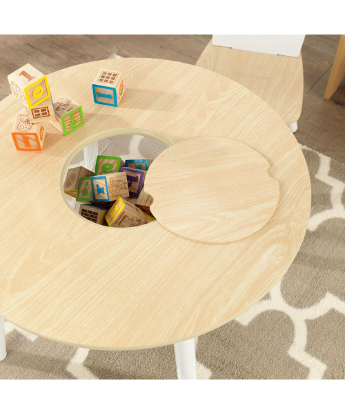 Стол + 2 стула Сокровищница, бежевый (Round Storage Table & Chair Set)