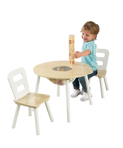 Стол + 2 стула Сокровищница, бежевый (Round Storage Table & Chair Set)