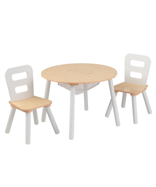 Стол + 2 стула Сокровищница, бежевый (Round Storage Table & Chair Set)