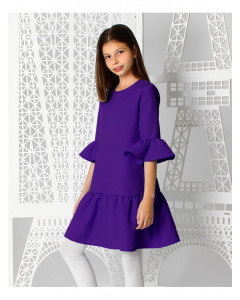 Фиолетовое платье с воланами для девочки 84213-ДН19