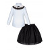 Школьный комплект для девочки с белой водолазкой (блузкой) и черной юбкой с напылением