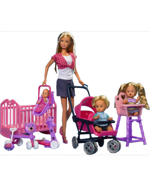 Кукла Штеффи с детьми и комплектом принадлежностей 29 см