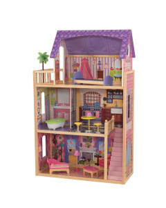 Домик из дерева для кукол 30 см, с мебелью 10 предметов, "Кайла" (Kayla dollhouse)