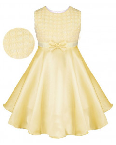 Желтое нарядное платье для девочки 76602-ДН16