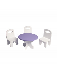 Набор мебели для кукол "Классика": стол + стулья, цвет: белый/фиолетовый