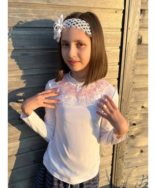 Белая школьная водолазка (блузка) для девочки 82811-ДН18