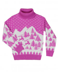 Розовый вязаный свитер для девочки 353111-ПВ18