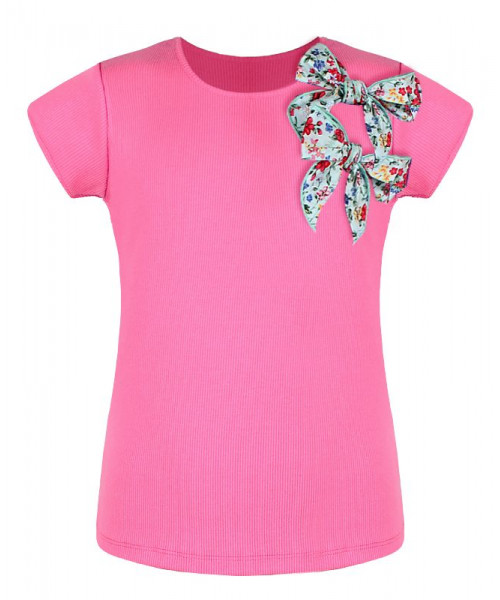 Футболка(блузка) для девочки розового цвета с бантами 79812-ДЛ21