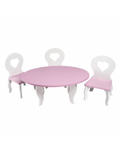 Набор мебели для кукол Шик Мини: стол + стулья, цвет: розовый