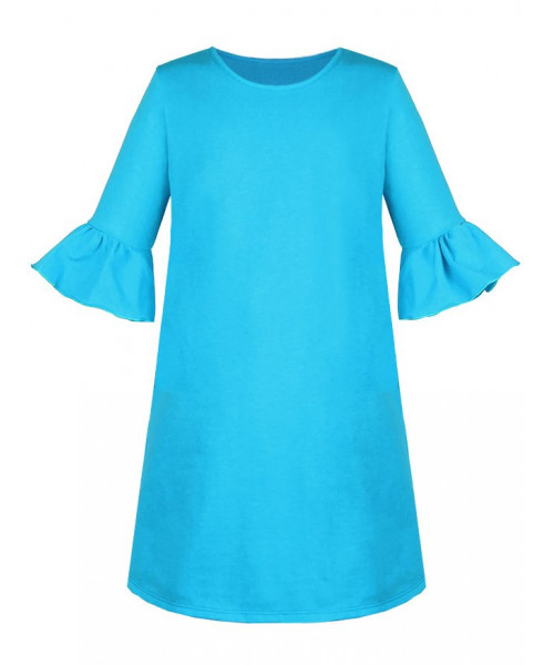 Бирюзовое нарядное платье с рукавами 3/4 для девочки 83834-ДОН22